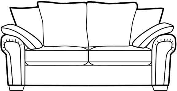 Alpine pillowback 3-seater sofa technical drawing