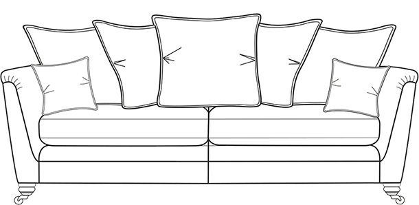 Darwin pillowback grand sofa technical drawing