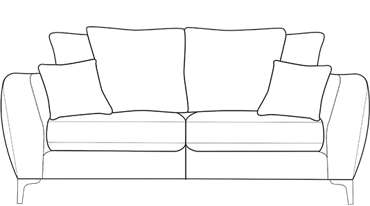 Inka pillowback 3-seater sofa technical drawing